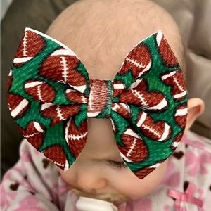 Babygirl Football Bow on Nylon Band